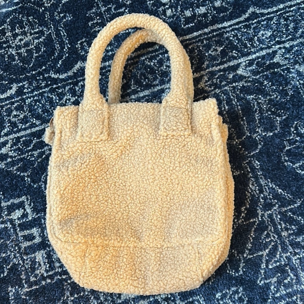 J. Crew Tan Sherpa small tote Bag with Plush Texture, NWOT